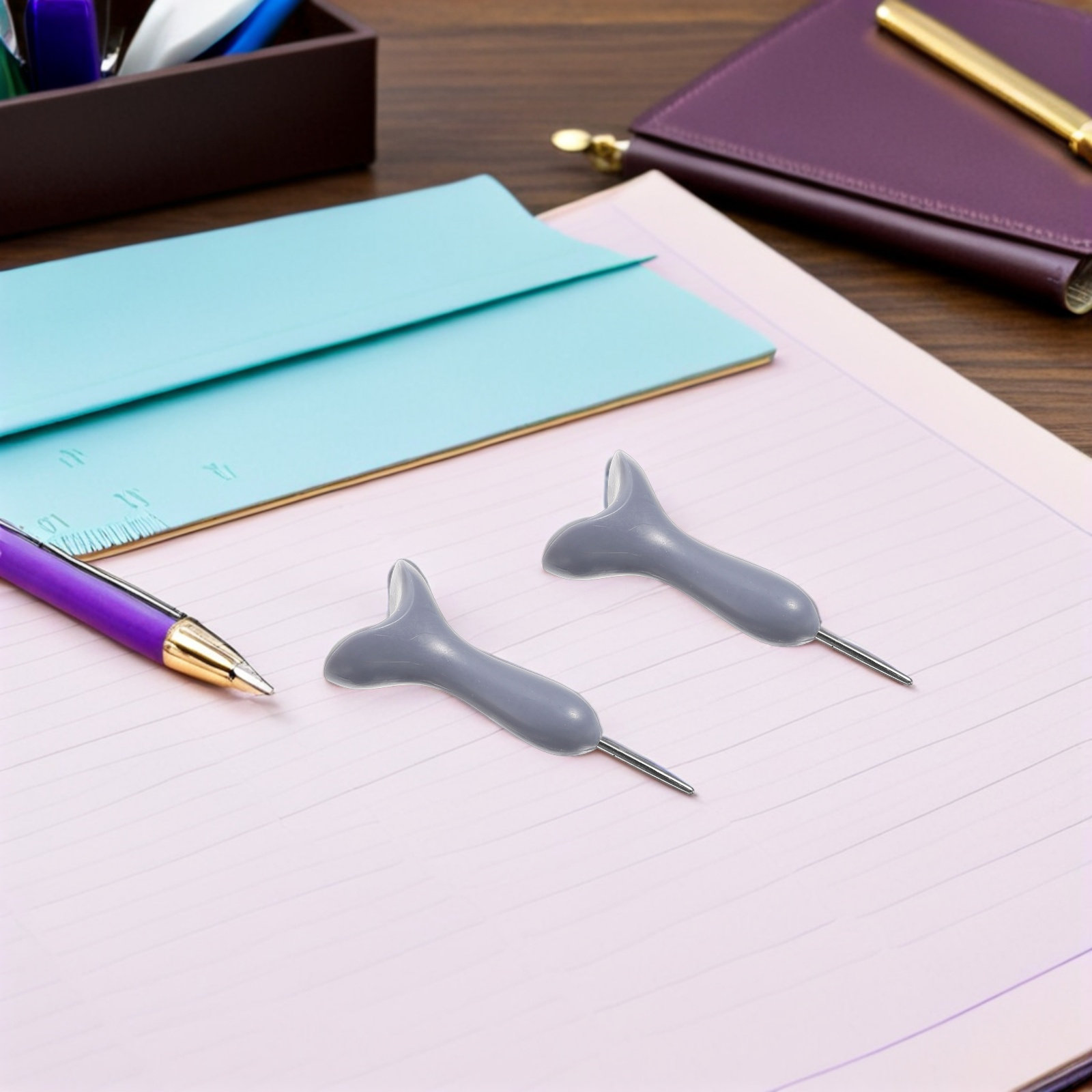 2Pcs Braille Writing Pen Grey  - Writing Tools 评论和价格
